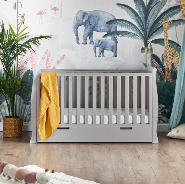 OBaby Stamford Classic Cot Bed - Warm Grey with Under Bed Drawer