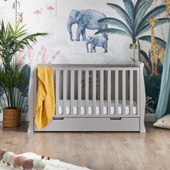OBaby Stamford Classic Cot Bed - Warm Grey with Under Bed Drawer