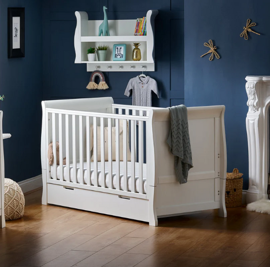 OBaby Stamford Classic Cot Bed - White with Under Bed Drawer