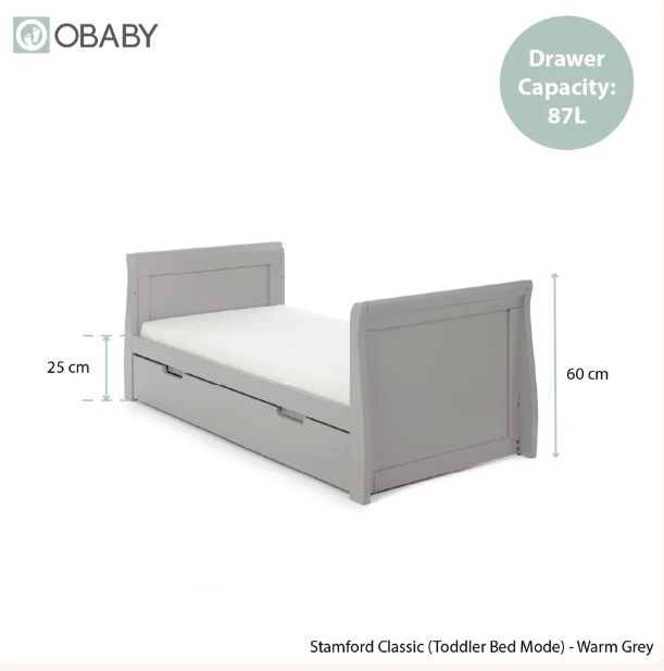 OBaby Stamford 3 Piece Nursery Room Set - Warm Grey