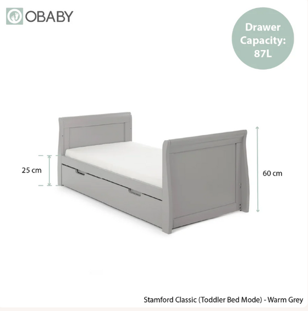 OBaby Stamford 3 Piece Nursery Room Set - Warm Grey