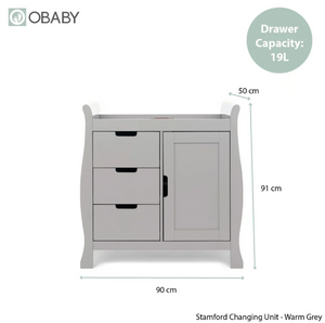 OBaby Stamford 3 Piece Nursery Room Set - Warm Grey