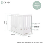 OBaby Stamford Space Saving Sleigh Cot - White