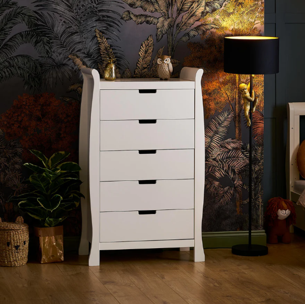 OBaby Stamford Sleigh Tall Chest of Drawers - White