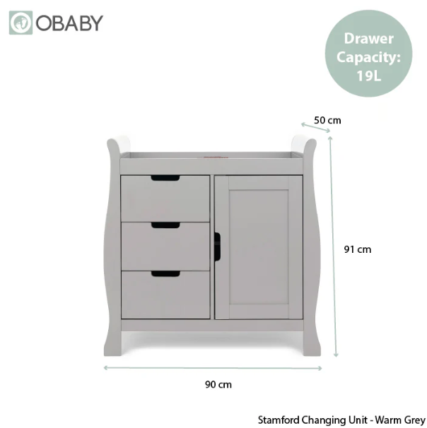 Obaby Stamford Sleigh Changing Unit - Warm Grey