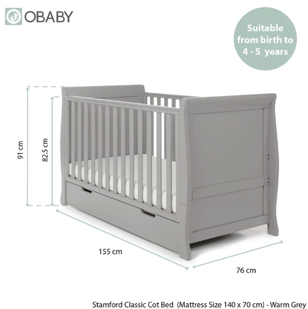OBaby Stamford 2 Piece Nursery Room Set - Warm Grey