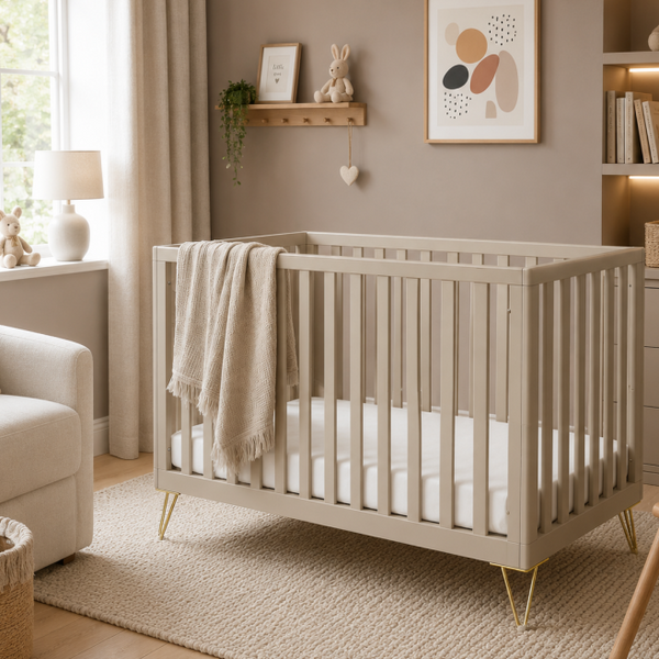Babymore Cashmere Cot bed - Gold Hair Pin Legs