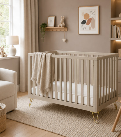 Babymore Cashmere Cot bed - Gold Hair Pin Legs
