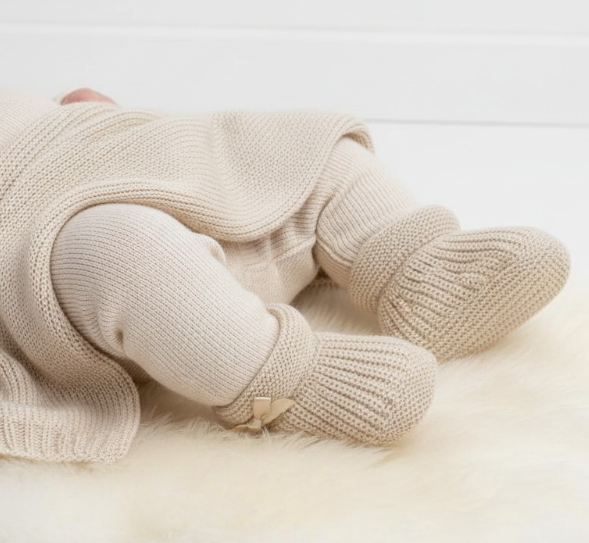 Baby Knitted Booties - Taupe