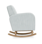 CuddleCo Etta Nursing Chair Sea Salt Stripe blue striped nursery rocking chair side view