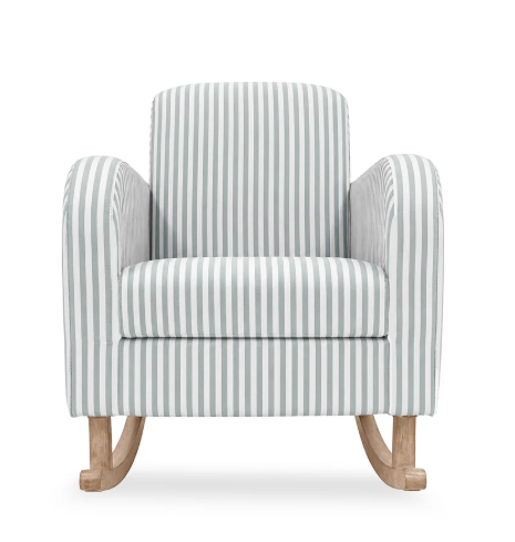 CuddleCo Etta Nursing Chair Sea Salt Stripe blue striped nursery rocking chair front view