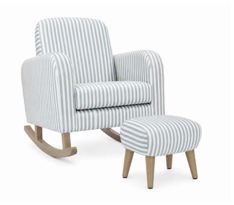 CuddleCo Etta Nursing Chair & Footstool – Sea Salt Stripe blue