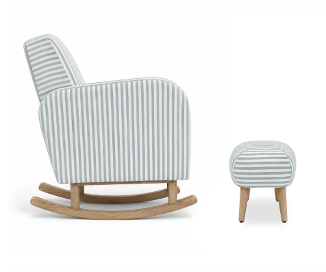 CuddleCo Etta Nursing Chair & Footstool – Sea Salt Stripe side view
