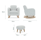 CuddleCo Etta Nursing Chair & Footstool – Sea Salt Stripe dimensions