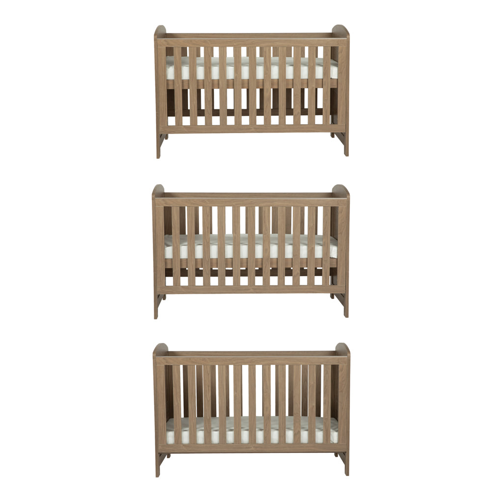 Bebe & Beyond Seeker Cot Bed Drift side view showing cot bed design
