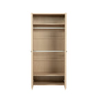 Bebe & Beyond Seeker Nordic Nursery Wardrobe in light textured wood-effect finish inside view 