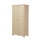 Bebe & Beyond Seeker Nordic Nursery Wardrobe in light textured wood-effect finish with two doors and brushed metal handles front view