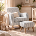 CuddleCo Etta Nursing Chair & Footstool – Sea Salt Stripe