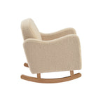 Bebe & Beyond children's rocking armchair in neutral oatmeal teddy fabric side view 
