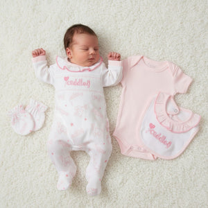 Smocked "Cuddles" 4 Piece Set – Premature Baby Girls Gift Set