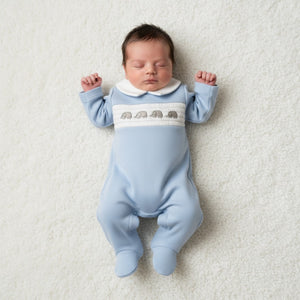 Premature Baby Boys Smocked Elephant Romper