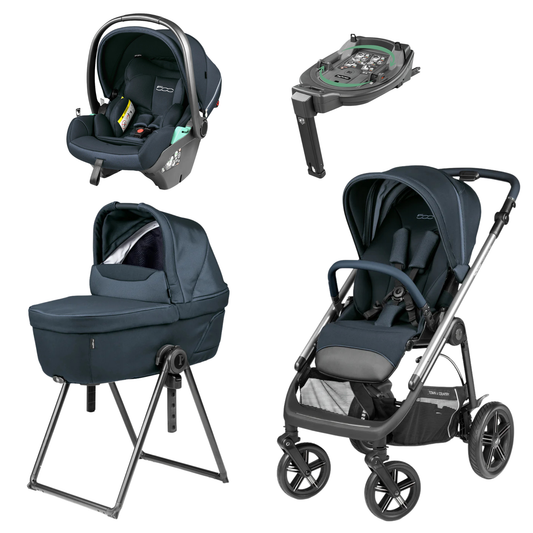 Navy blue and black Peg Perego Veloce Lite Town Country infant car seat with adjustable harness and padded headrest for Fiat 500 travel system