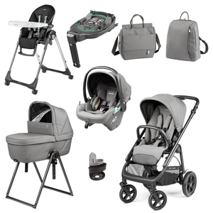 Gray and black peg perego veloce elite town country travel system stroller with adjustable handlebars and sturdy wheels