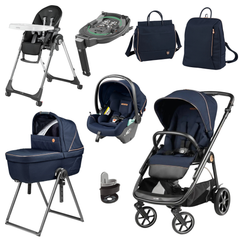 Peg Perego Veloce Elite Town Country Travel System i-Size Highchair Bundle - Blue Shine