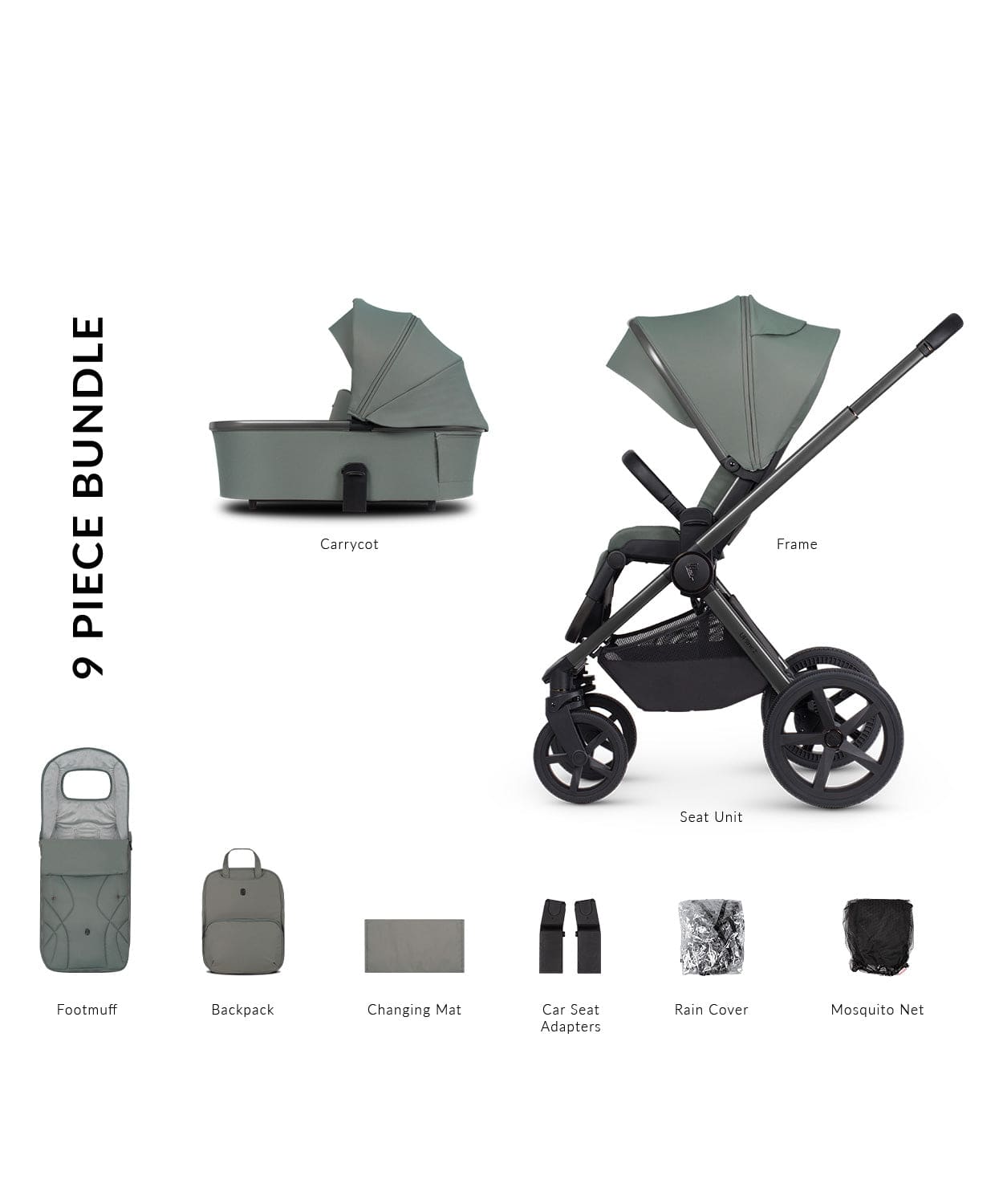 Venicci Upline 2 Aloe Pram 2 in 1 Bundle