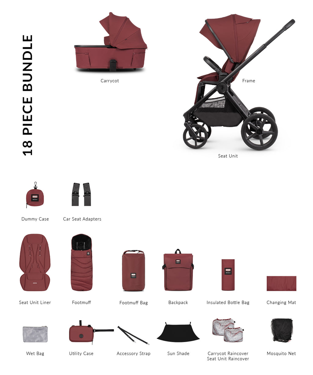 Venicci x Hunter Upline 3 Red 2-in-1 Pram & Pushchair