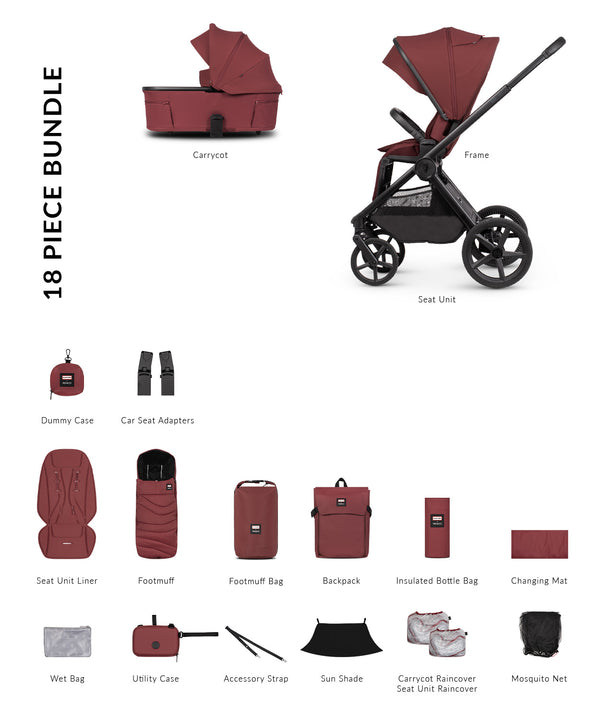 Venicci x Hunter Upline 3 Red 2-in-1 Pram & Pushchair