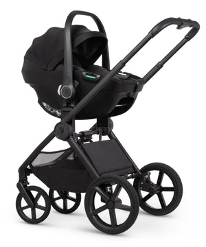 Black venicci upline 3 travel system infant car seat stroller with sleek modern design and matte onyx finish