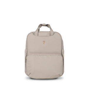 Beige nylon backpack with subtle gold logo on the front for venicci upline 3 pebble 2 in 1 pushchair accessory