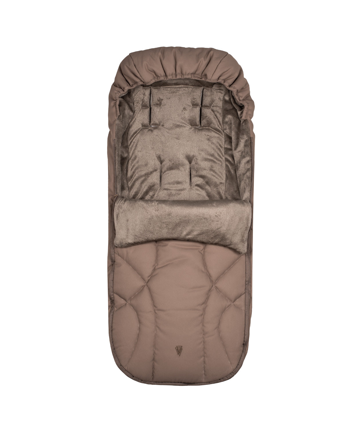 Venicci upline 3 sand 2 in 1 pushchair plush taupe sleeping bag with quilted exterior and soft velvet lining