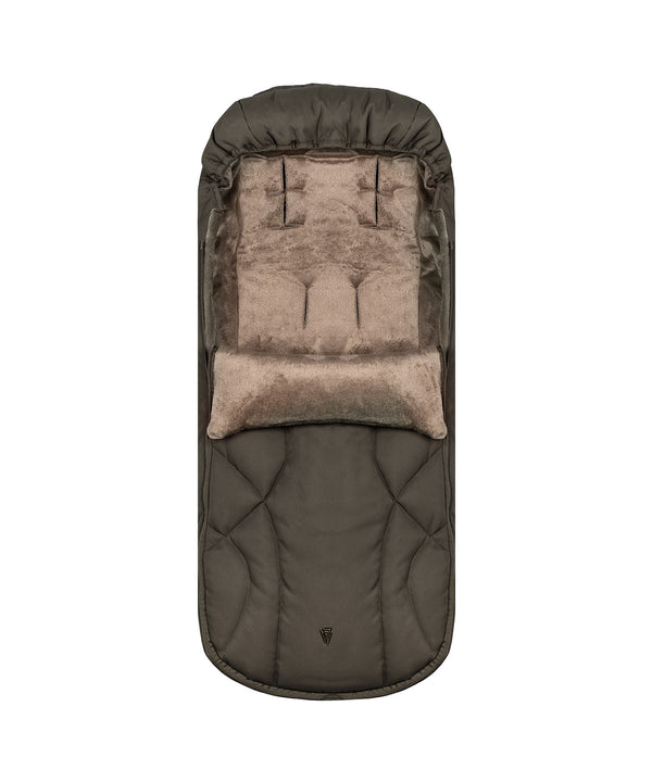 Olive green quilted baby sleep sack with plush beige interior and matching pillow from venicci upline 3 truffle bundle