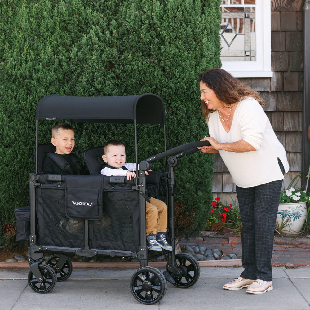 WonderFold W2 Elite Pro Double Stroller Wagon Charcoal Grey 2 Seater lifestyle