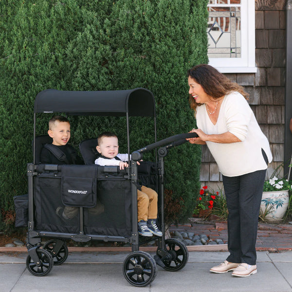 WonderFold W2 Elite Pro Double Stroller Wagon – Grey - 2 Seater