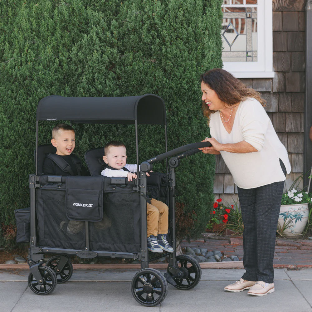 WonderFold W2 Elite Pro Double Stroller Wagon – Black - 2 Seater