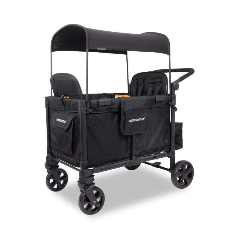 WonderFold W4 Elite Pro Quad Stroller Wagon – Black - 4 Seater