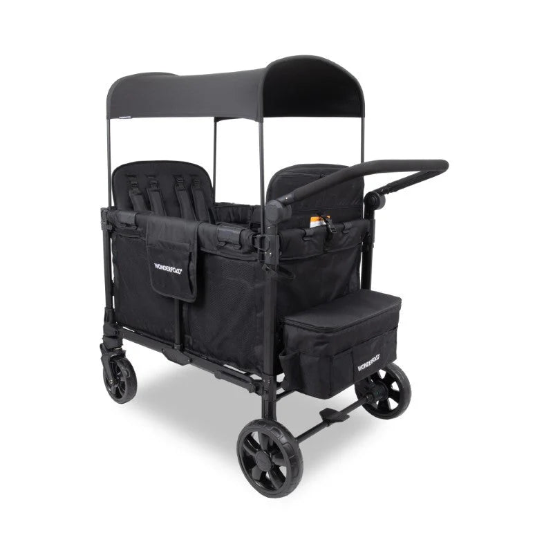 WonderFold W4 Elite Pro Quad Stroller Wagon Black 4 Seater side view