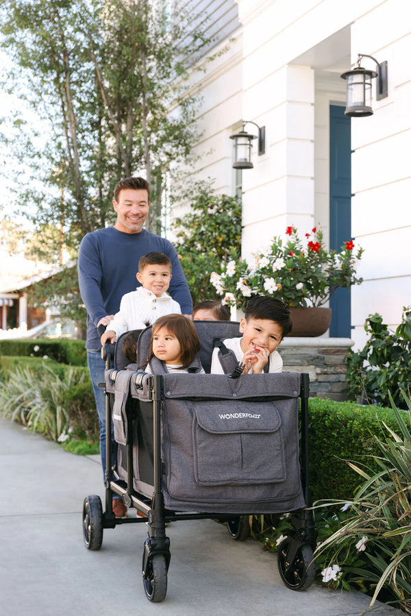 WonderFold W4 Elite Pro Quad Stroller Wagon – Grey - 4 Seater