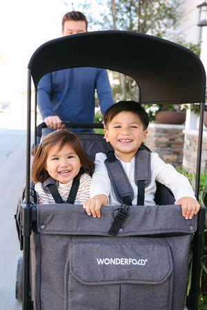 WonderFold W4 Elite Pro Quad Stroller Wagon – Grey - 4 Seater