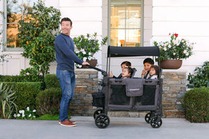 WonderFold W4 Elite Pro Quad Stroller Wagon – Grey - 4 Seater
