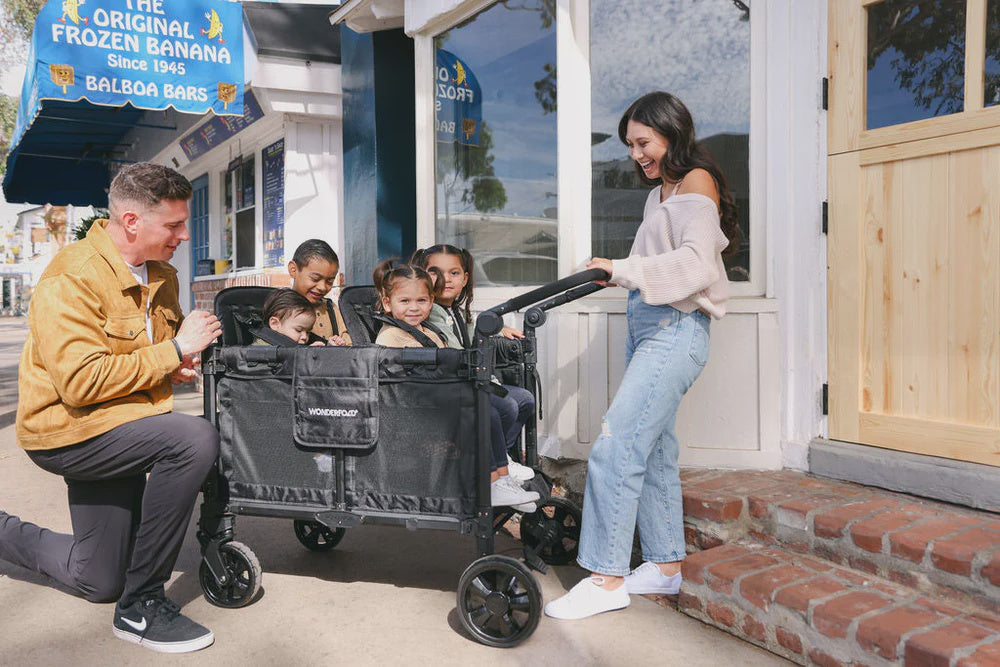 WonderFold W4 Elite Pro Quad Stroller Wagon – Black - 4 Seater