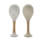 Bambino Juliana Wooden Hand Painted Maracas In White and Grey
