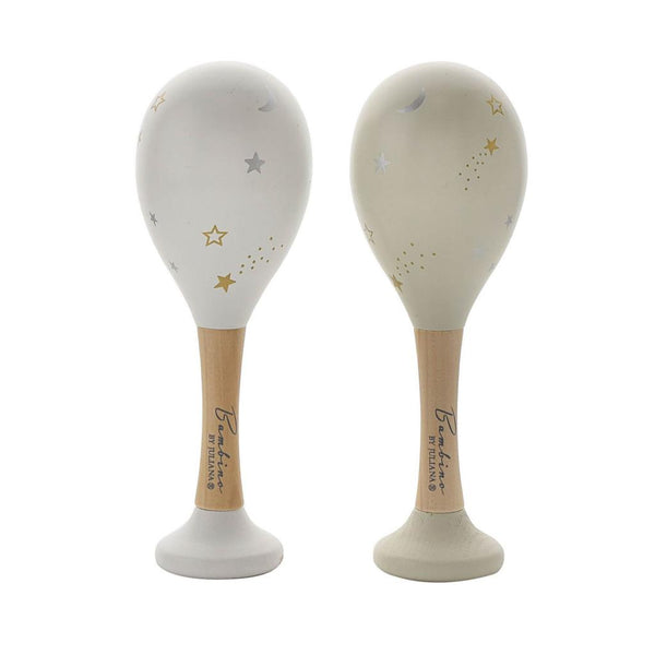 Bambino Juliana Wooden Hand Painted Maracas In White and Grey