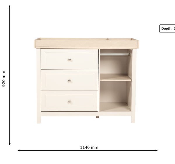 Bebe & Beyond Wanderer 3 Piece Nursery Furniture Set – Cashmere & Oak