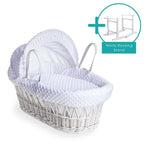 Baby Wicker Moses Basket in White Dimple By Clair De Lune