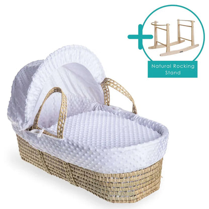 Baby Moses Basket in White Dimple By Clair De Lune