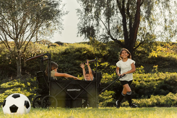 WonderFold X4R Push & Pull Quad Stroller Wagon – Stealth Black – 4 Seater